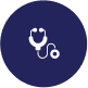 Universal Software healthcare icon with stethoscope, representing medical ERP, hospital management systems, and digital health solutions.