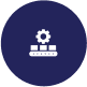 Icon with gear and conveyor, representing manufacturing ERP, production workflow, and industrial automation tools.